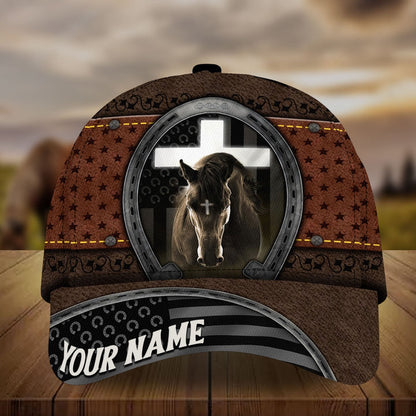 Personalized premium jesus and black horse leather pattern cap, Farmer Cap, Cap For Farmers, Best Farm Hat, Farm Use Hat