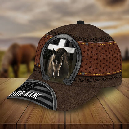 Personalized premium jesus and black horse leather pattern cap, Farmer Cap, Cap For Farmers, Best Farm Hat, Farm Use Hat