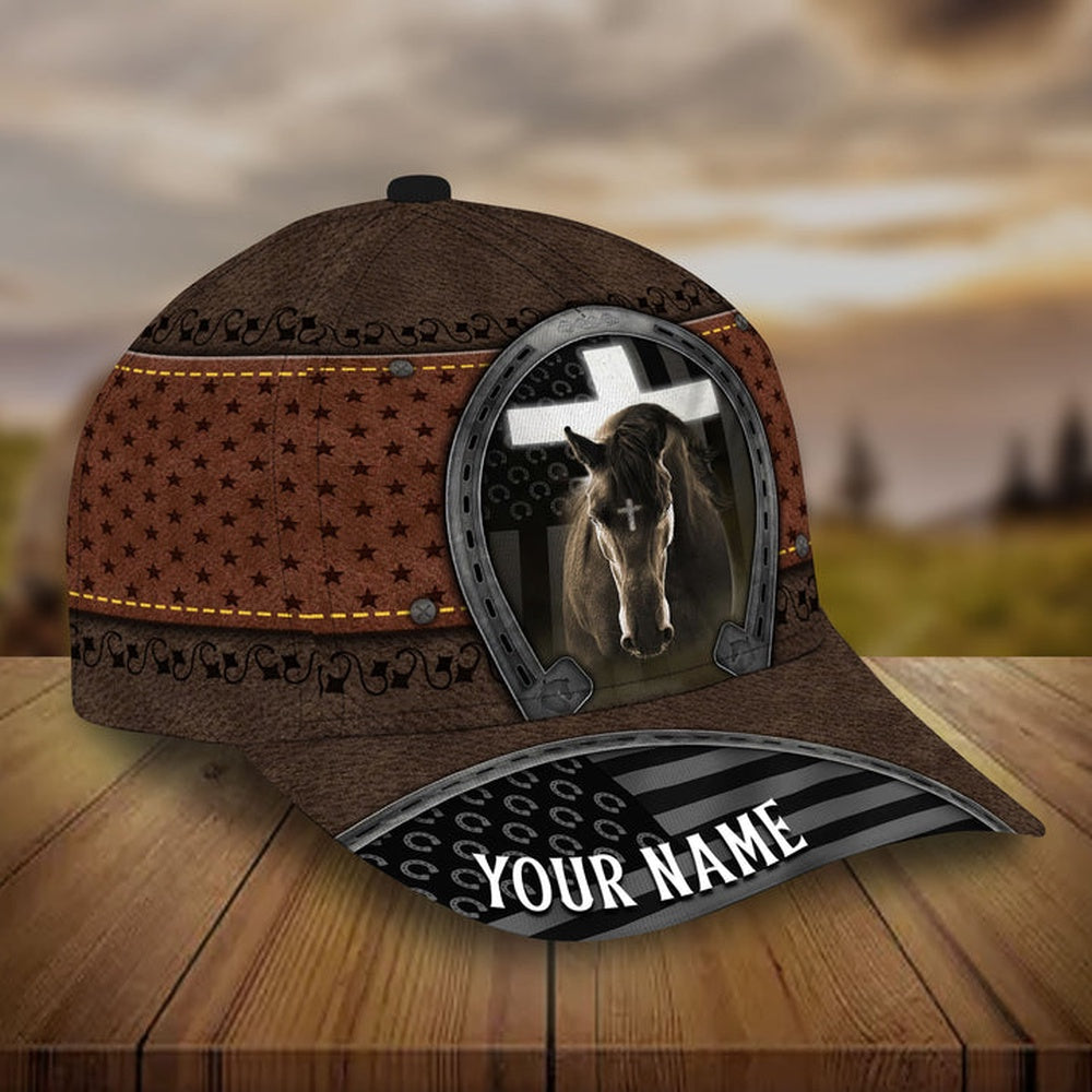 Personalized premium jesus and black horse leather pattern cap, Farmer Cap, Cap For Farmers, Best Farm Hat, Farm Use Hat