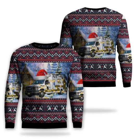 Phillipsburg, New Jersey, Phillipsburg Emergency Squad New Ambulance Christmas AOP Ugly Sweater, Christmas Ugly Sweater, Sweater Xmas, Ugly Sweater