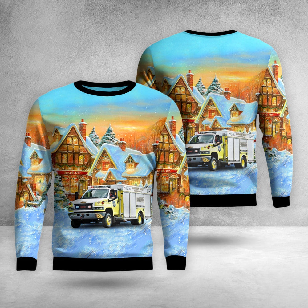 Phillipsburg, New Jersey, Phillipsburg Emergency Squad Rescue Truck Christmas AOP Ugly Sweater, Christmas Ugly Sweater, Sweater Xmas, Ugly Sweater