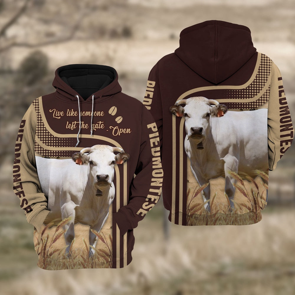 Piedmontese Cattle Live Like Some One Hoodie, Farmer Hoodie, Farm Themed Shirts, Farm Tee Shirts