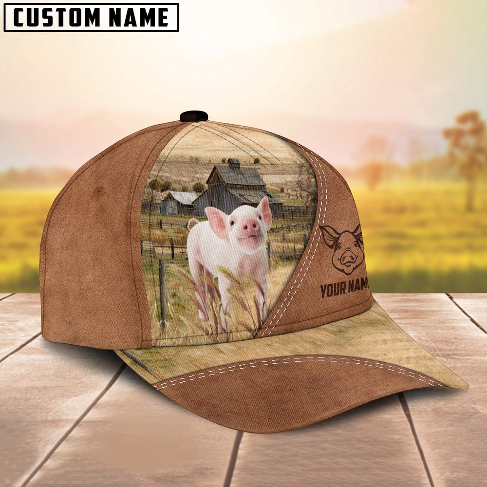 Pig Customized Name Brown Cap, Farmer Cap, Cap For Farmers, Best Farm Hat, Farm Use Hat
