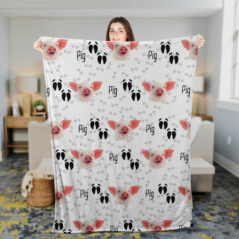 Pig Happy Pattern Blanket, Farm Blanket, Farm Animal Blanket