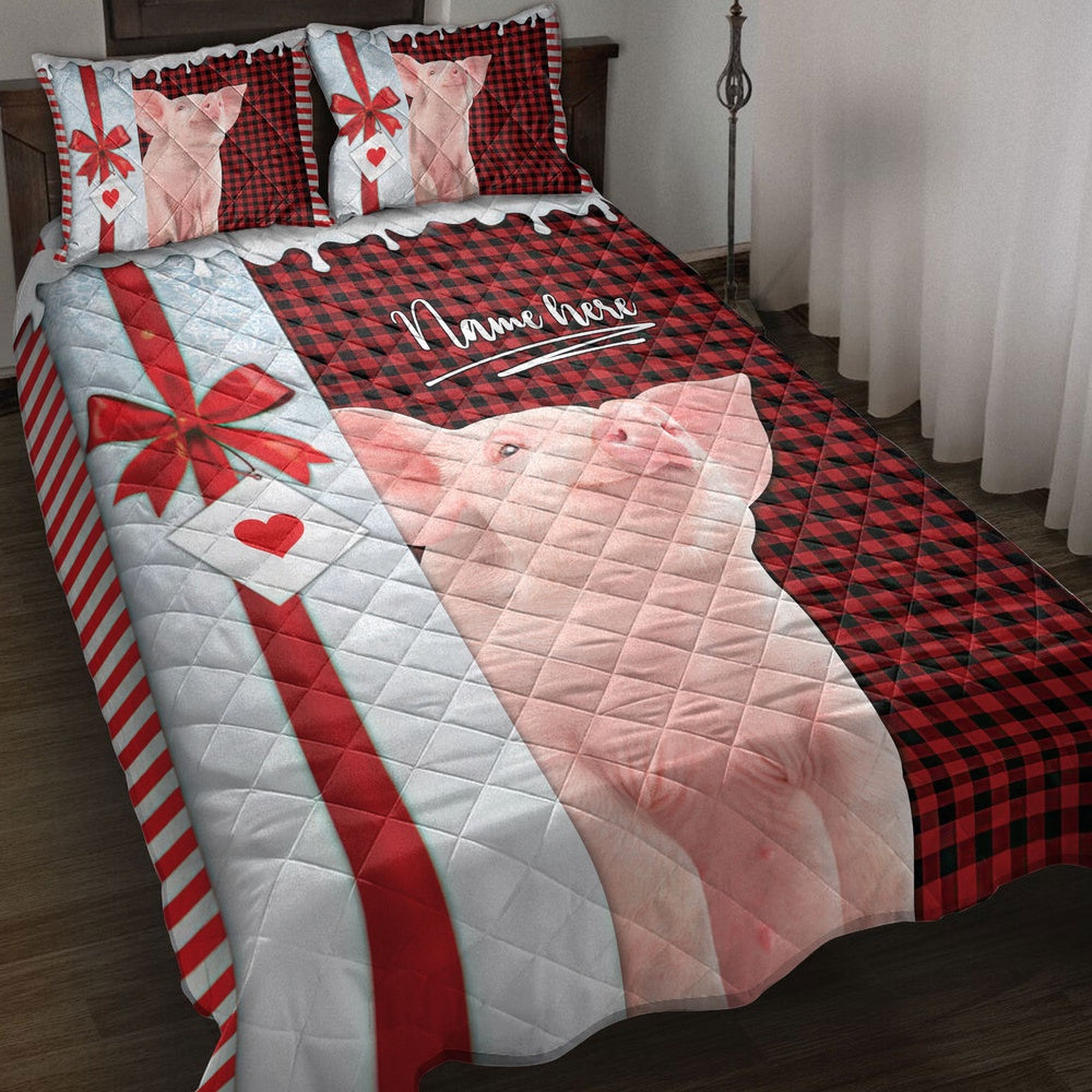 Pig Santa Hat Withmas Letter Bedding Set, Christmas Beddings, Xmas Bedding Sets