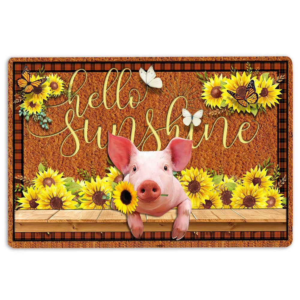 Pig Welcome Doormat, Pig Hello Sunflower Butterfly Welcome Doormat, Pets Home Decor Door Mat