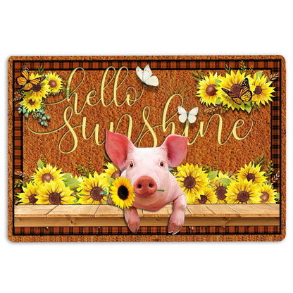 Pig Welcome Doormat, Pig Hello Sunflower Butterfly Welcome Doormat, Pets Home Decor Door Mat