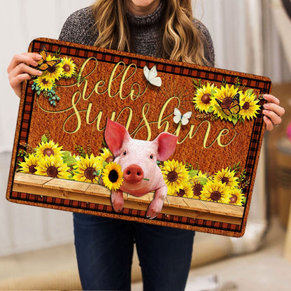 Pig Welcome Doormat, Pig Hello Sunflower Butterfly Welcome Doormat, Pets Home Decor Door Mat