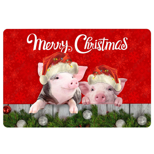 Pig Welcome Doormat, merry christmas pig farm animal farmhouse farmer xmas noel idea Welcome Doormat, Pets Home Decor Door Mat