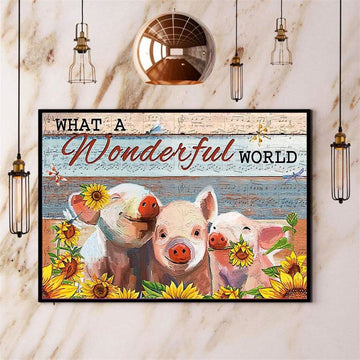 Pig What A Wonderful World Farmer Canvas, Farm Canvas, Farm Gift, Farm Home Decor