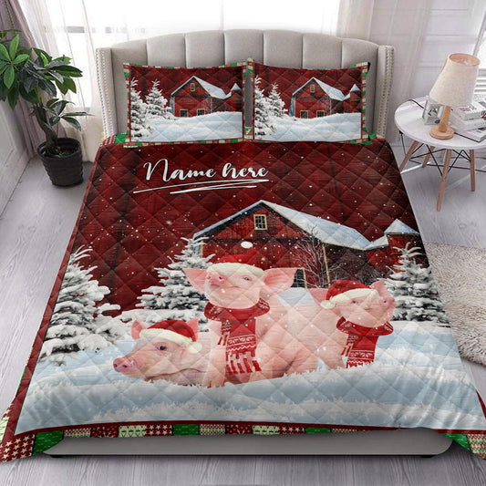 Pig With String Lightsmas Tree Snowdrift Bedding Set, Christmas Beddings, Xmas Bedding Sets