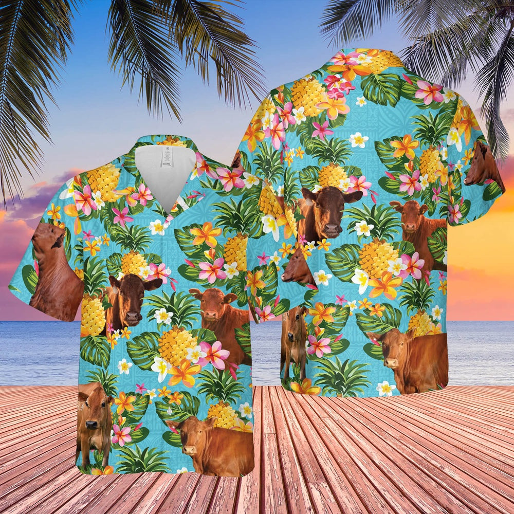 Pineapple Hawaiian Theme For BEEFMASTER Cattle Lovers All 3D Printed Hawaiian shirt, Farm Hawaiian Shirt, Farmer Hawaii