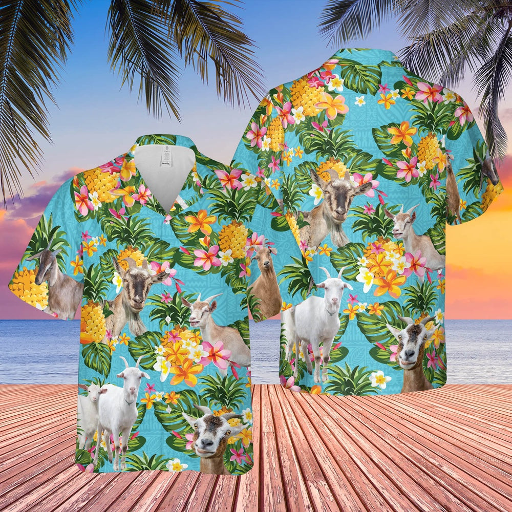 Pineapple Hawaiian Theme For GOAT Lovers All 3D Printed Hawaiian shirt, Farm Hawaiian Shirt, Farmer Hawaii