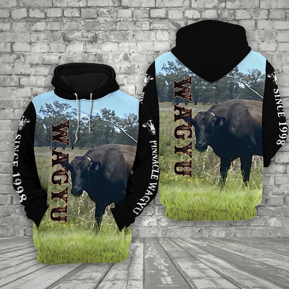 Pinnacle Wagyu Cattle On The Farm All Over Printed Hoodie, Farmer Hoodie, Farm Themed Shirts, Farm Tee Shirts