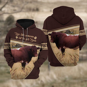 Pinzgauer cattle Live like someone left the gate open All Printed 3D Shirt, Farmer Hoodie, Farm Themed Shirts, Farm Tee Shirts