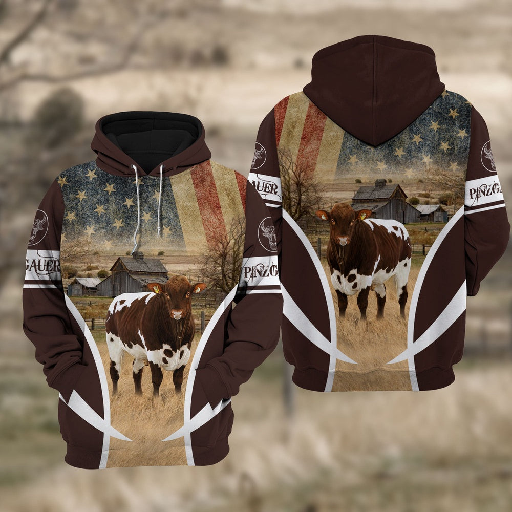 Pinzgauer cattle On The Farm All Printed 3D Shirt, Farmer Hoodie, Farm Themed Shirts, Farm Tee Shirts