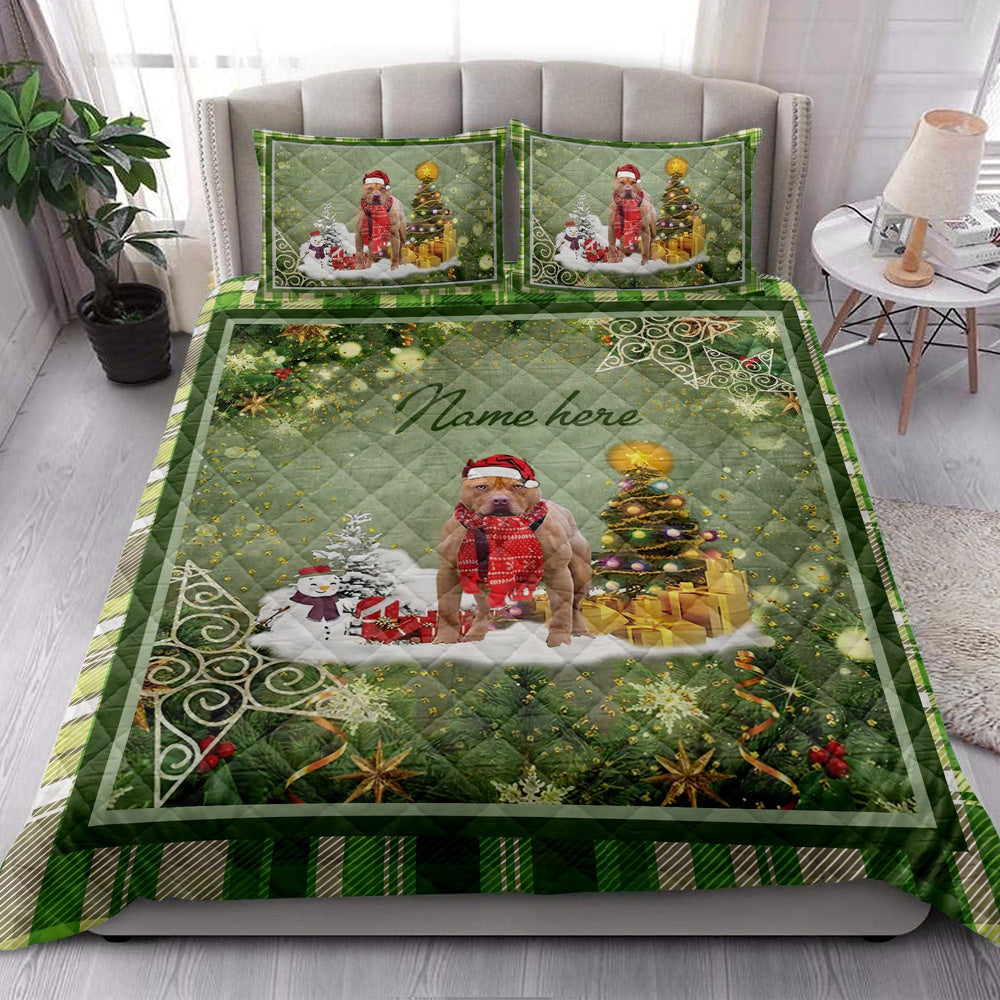 Pitbullmas Tree String Lights Bedding Set, Christmas Beddings, Xmas Bedding Sets
