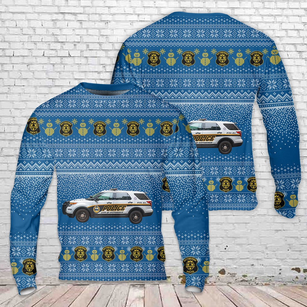 Pittsburgh, Pennsylvania, Pittsburgh Police Department Squad Car Christmas Sweater, Christmas Ugly Sweater, Sweater Xmas, Ugly Sweater