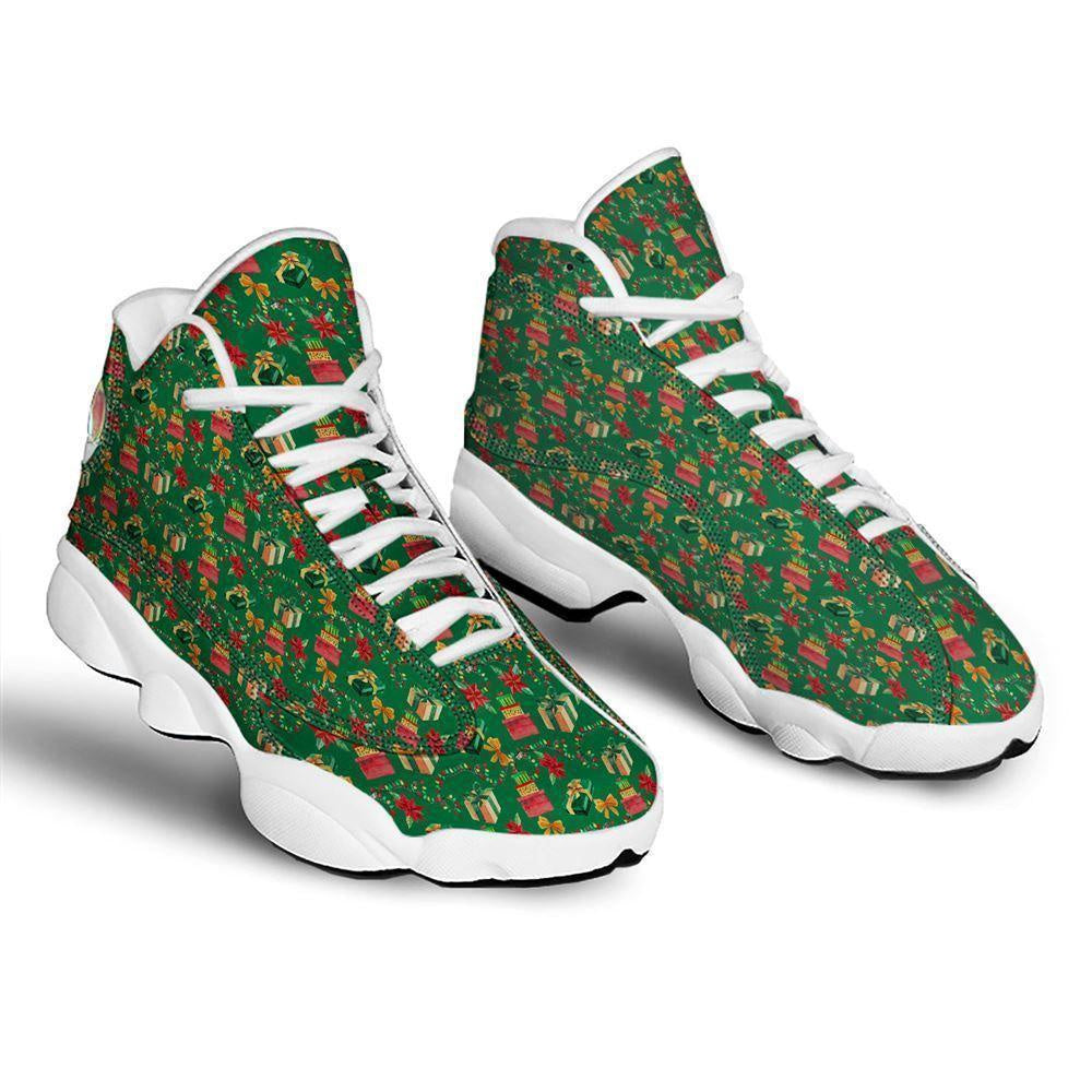 Poinsettia Cute Christmas Print Pattern Basketball Shoes, Christmas Basketball Shoes, Christmas Shoes