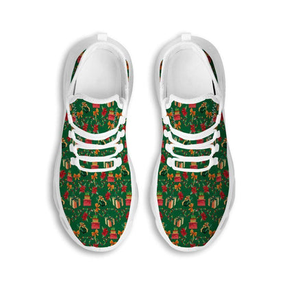 Poinsettia Cute Christmas Print Pattern White Max Soul Shoes, Christmas Sneakers, Christmas Shoes, Christmas Clunky Sneaker