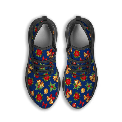 Poinsettia Merry Christmas Print Pattern Black Max Soul Shoes, Christmas Sneakers, Christmas Shoes, Christmas Clunky Sneaker