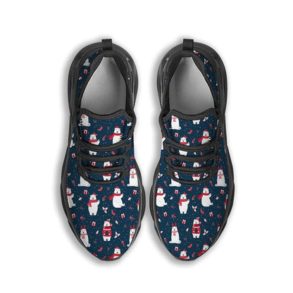 Polar Bear Christmas Print Pattern Black Max Soul Shoes, Christmas Sneakers, Christmas Shoes, Christmas Clunky Sneaker