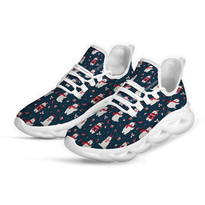 Polar Bear Christmas Print Pattern White Max Soul Shoes, Christmas Sneakers, Christmas Shoes, Christmas Clunky Sneaker
