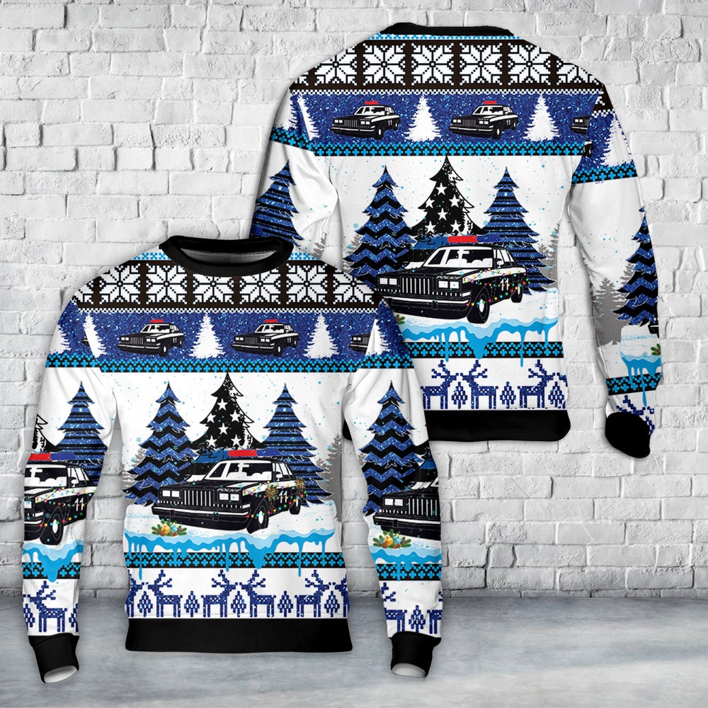 Police Car Christmas AOP Sweater, Christmas Ugly Sweater, Sweater Xmas, Ugly Sweater