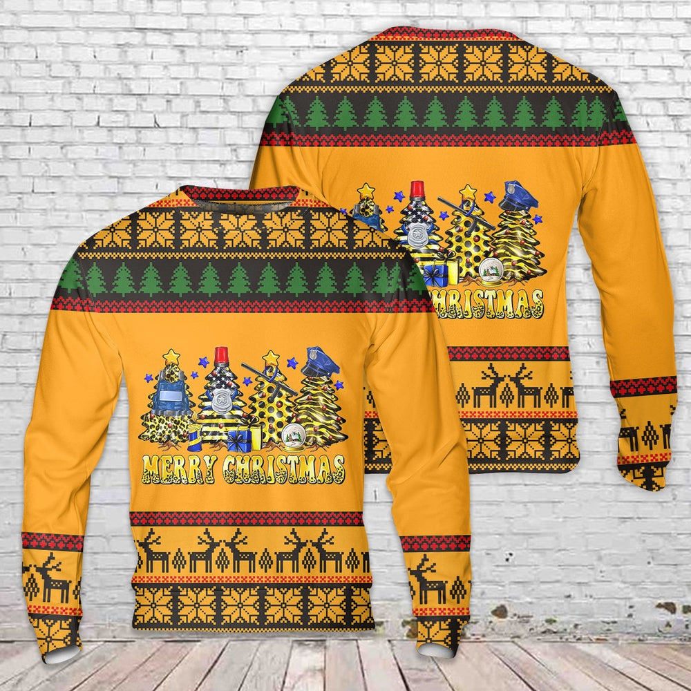 Police Christmas Trees Sweater, Christmas Ugly Sweater, Sweater Xmas, Ugly Sweater