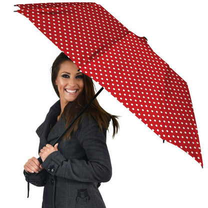 Polka Dot Christmas Print Pattern Umbrella, Christmas Umbrella, Xmas Umbrella