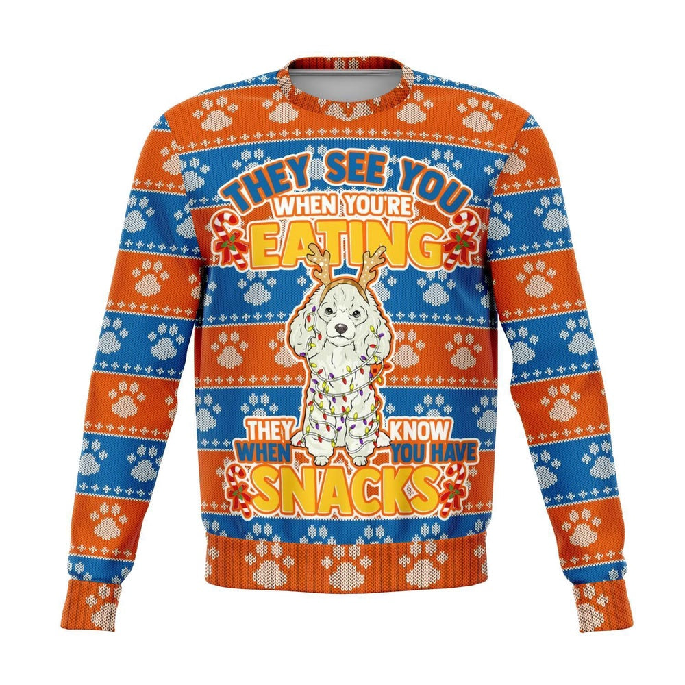 Poodle They Know When You Have Snacks Christmas Ugly Sweater, Christmas Ugly Sweater, Sweater Xmas, Ugly Sweater