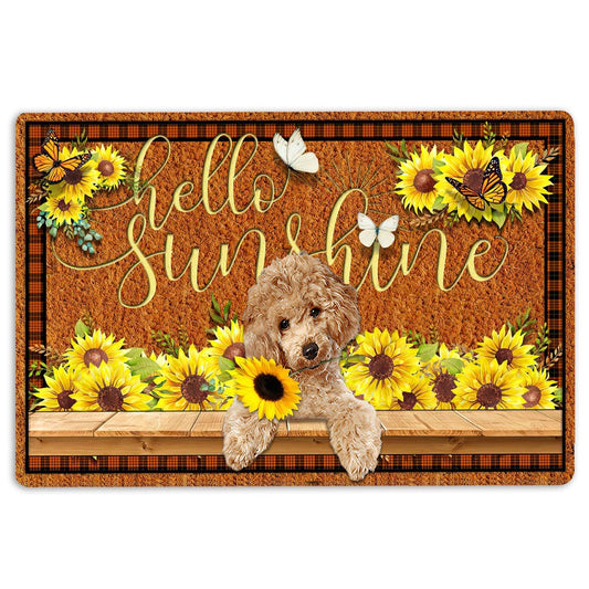 Poodle Welcome Doormat, Poodle Dog Hello Sunflower Butterfly Welcome Doormat, Pets Home Decor Door Mat