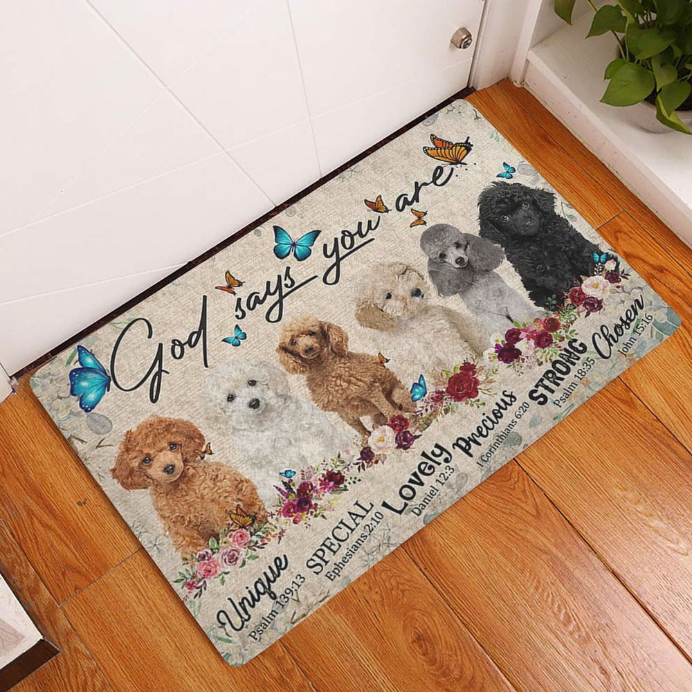 Poodle Welcome Doormat, Poodles Dog God Says You Are Unique Gifts For Dog Lover Welcome Doormat, Pets Home Decor Door Mat