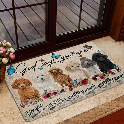 Poodle Welcome Doormat, Poodles Dog God Says You Are Unique Gifts For Dog Lover Welcome Doormat, Pets Home Decor Door Mat