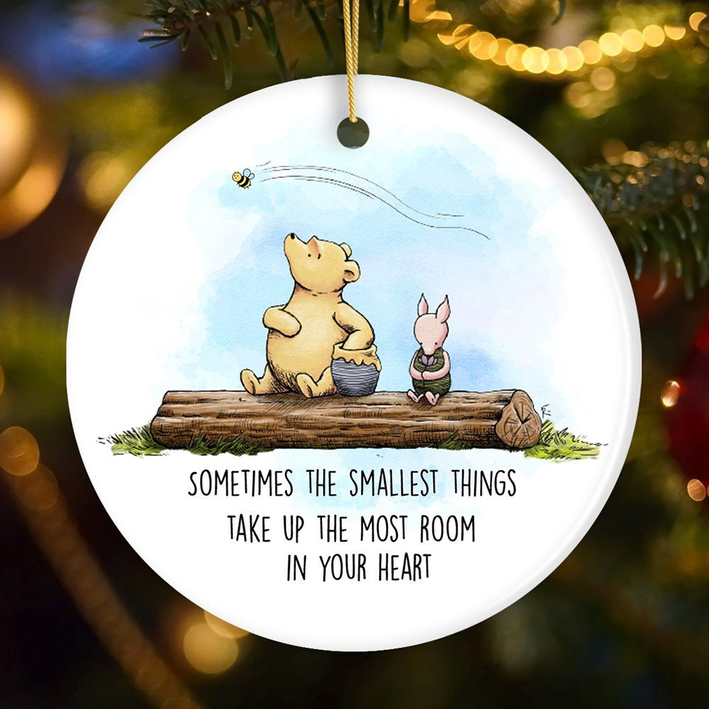 Pooh Bear’s Heartwarming Quote Ornament, Sentimental Appreciation Ceramic Tree Decoration, Christmas Ornament