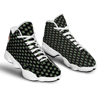 Pot Leaf Christmas Print Pattern Basketball Shoes, Christmas Basketball Shoes, Christmas Shoes