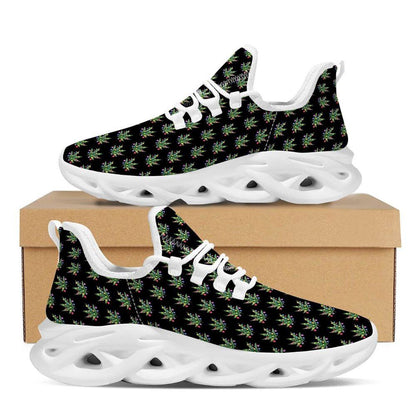 Pot Leaf Christmas Print Pattern White Max Soul Shoes, Christmas Sneakers, Christmas Shoes, Christmas Clunky Sneaker