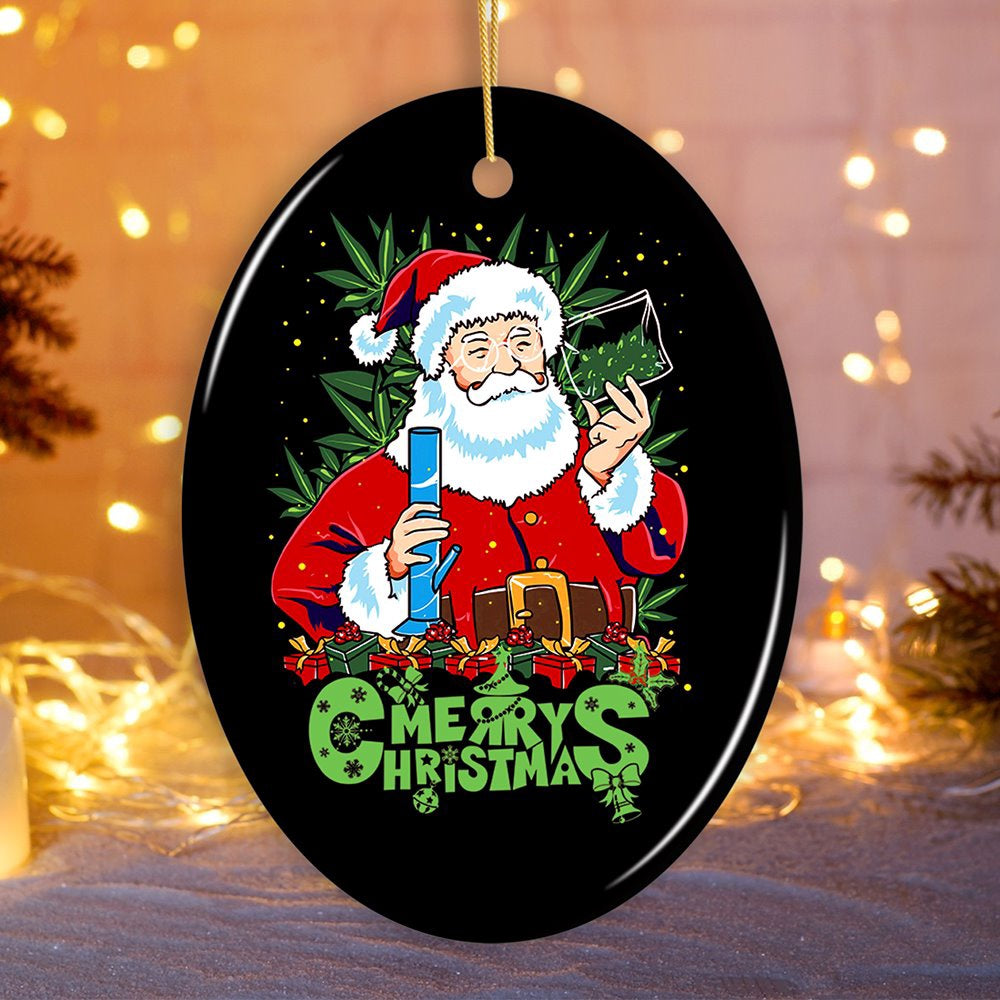 Pothead Santa Christmas Ornament, Christmas Ornament