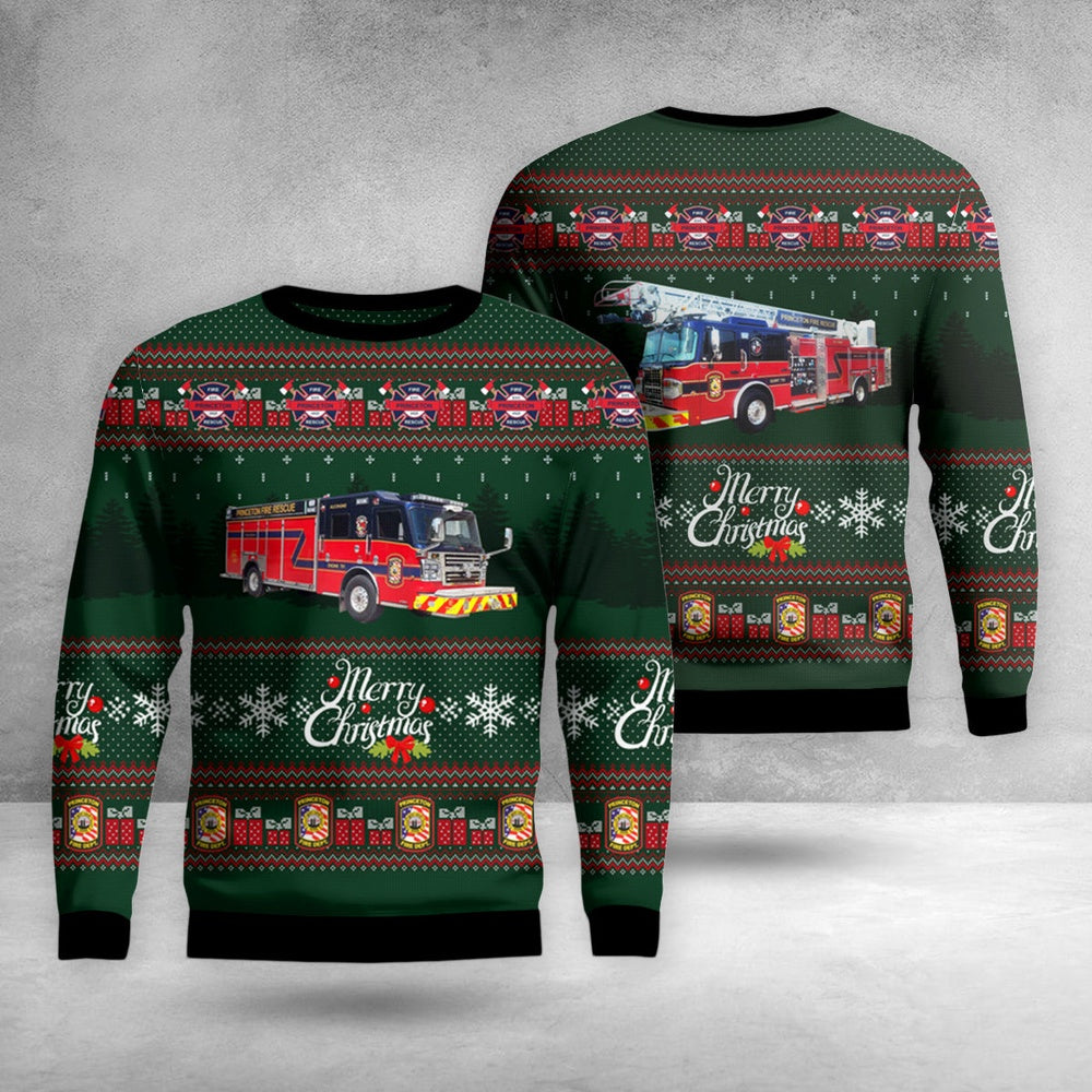 Princeton, Texas, Princeton Fire Department Christmas AOP Ugly Sweater, Christmas Ugly Sweater, Sweater Xmas, Ugly Sweater