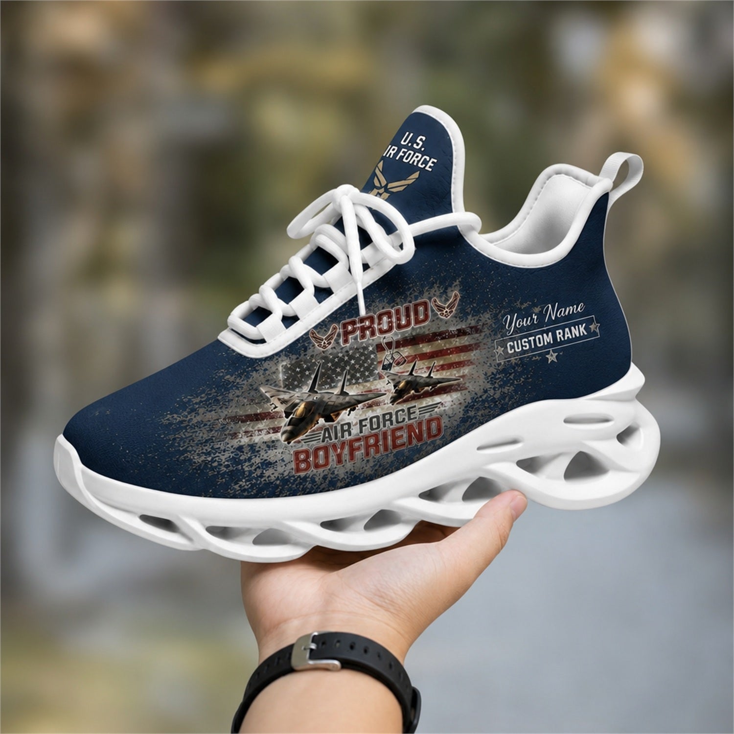 Custom Name Proud Army Boyfriend Max Soul Shoes, Veteran Sneaker
