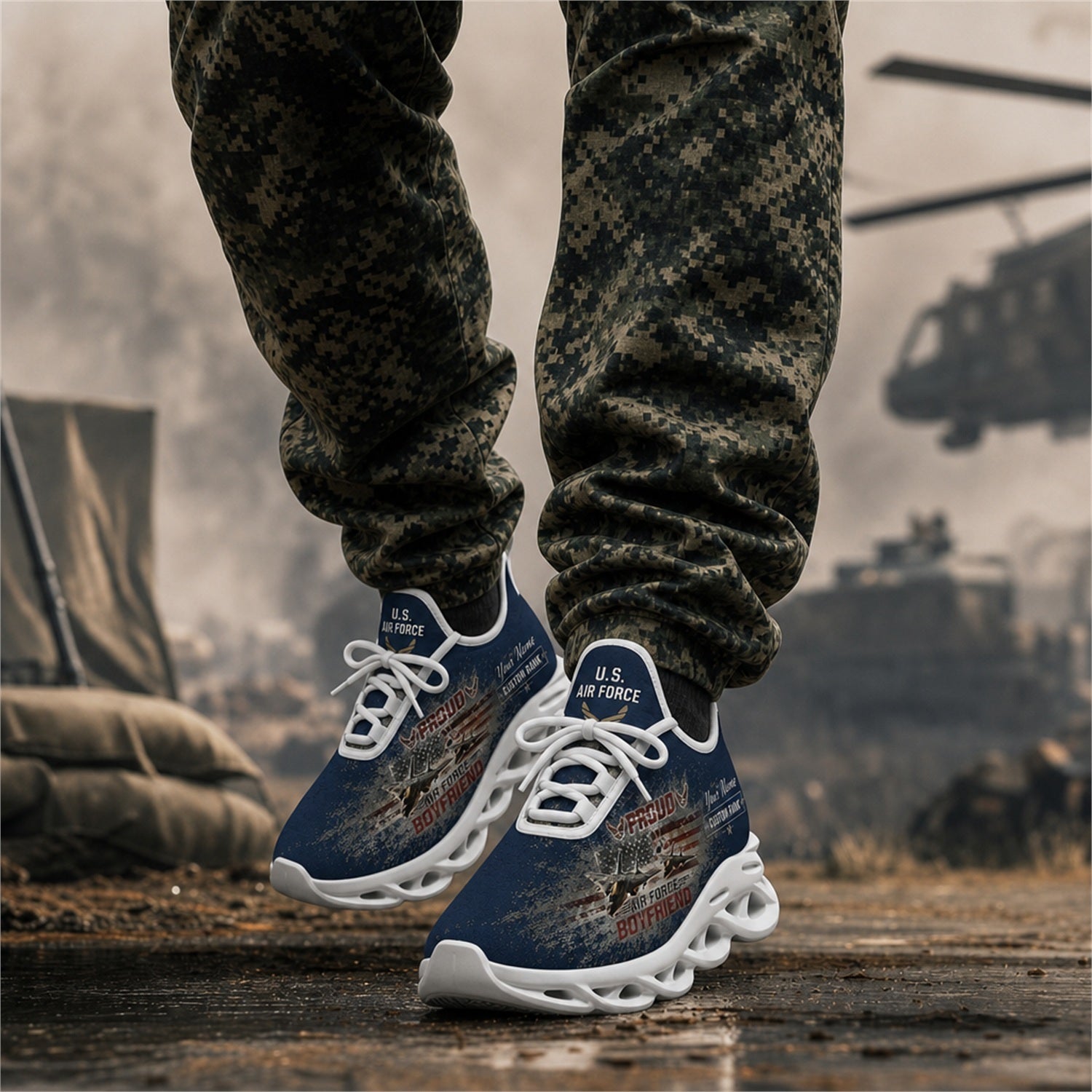Custom Name Proud Army Boyfriend Max Soul Shoes, Veteran Sneaker