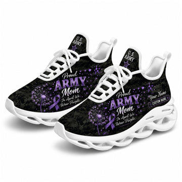 Custom Name Proud Army Mom Max Soul Shoes, Veteran Sneaker