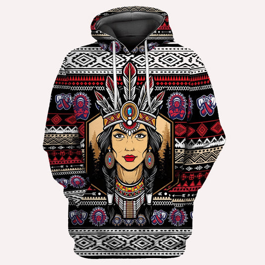 Proud Native American All Over Printed Hoodie, Native American Hoodie, 3D Native American Hoodie