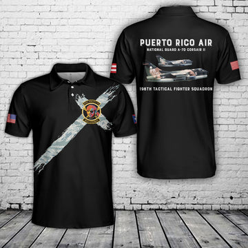 Puerto Rico Air National Guard A-7D Corsair II 198th Tactical Fighter Squadron Polo Shirt, Veteran Polo Shirt
