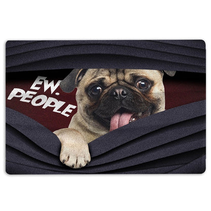 Pug Welcome Doormat, Funny Pug Ew, People Unique Gift For Dog Puppy Pet Lover Black Welcome Doormat, Pets Home Decor Door Mat