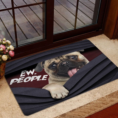 Pug Welcome Doormat, Funny Pug Ew, People Unique Gift For Dog Puppy Pet Lover Black Welcome Doormat, Pets Home Decor Door Mat