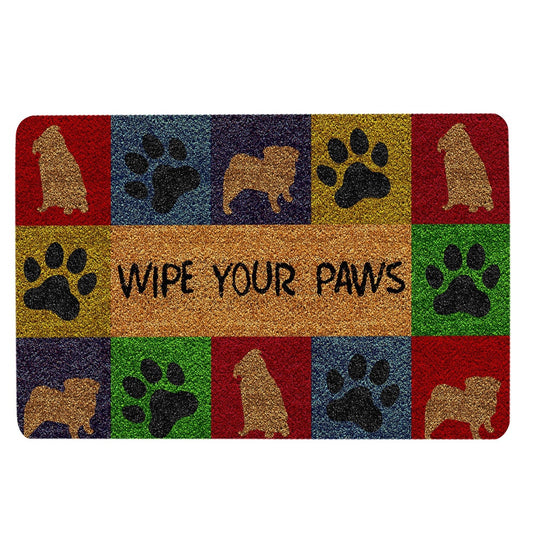 Pug Welcome Doormat, Pug Wipe Your Paws Colorful Pattern Unique Gift For Dog Lover Welcome Doormat, Pets Home Decor Door Mat