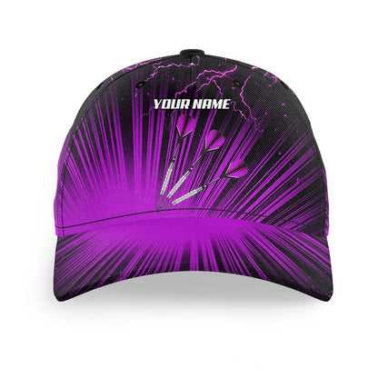 Purple Dart Arrow Lightning Custom 3D Printed Darts Baseball Caps, Personalized Darts Hat, Darts Team Cap Hats