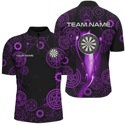 Purplee Darts Gearwheel Pattern Custom Dart Shirts For Men, Dart Jerseys Darts League Team Unifor, Darts Team Jersey Shirt
