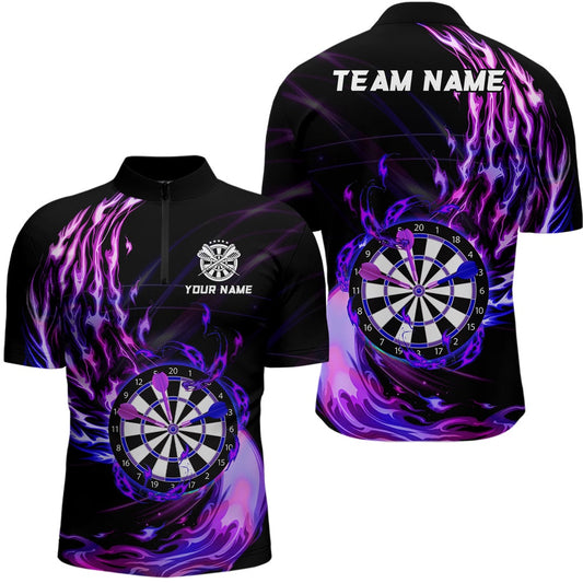 Purplee Fire Dartboard Darts Jersey Shirt Custom Darts Shirt For Men Dart Jersey, Darts Team Jersey Shirt